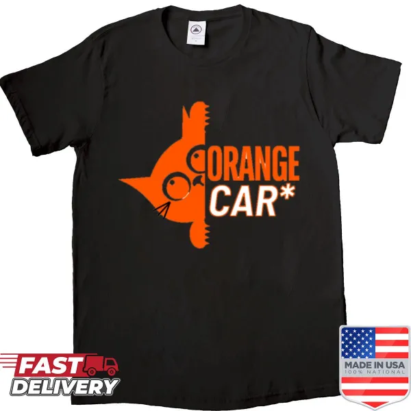 Oversized shirt featuring a playful orange car graphic