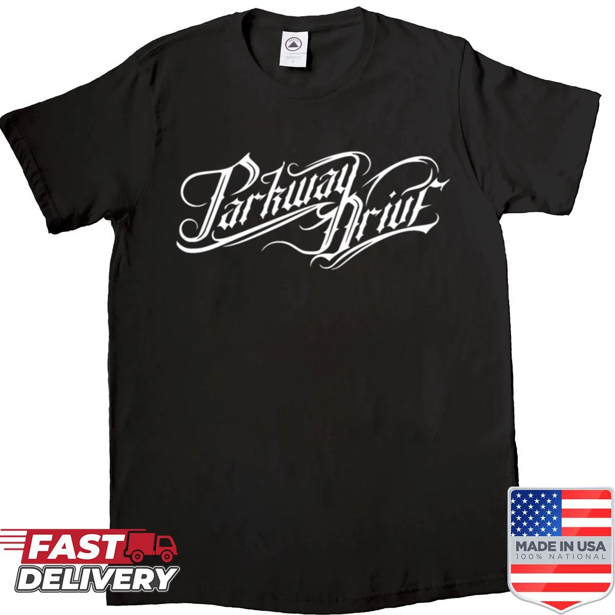 Illustrated Parkway Drive band T-shirt featuring the band logo
