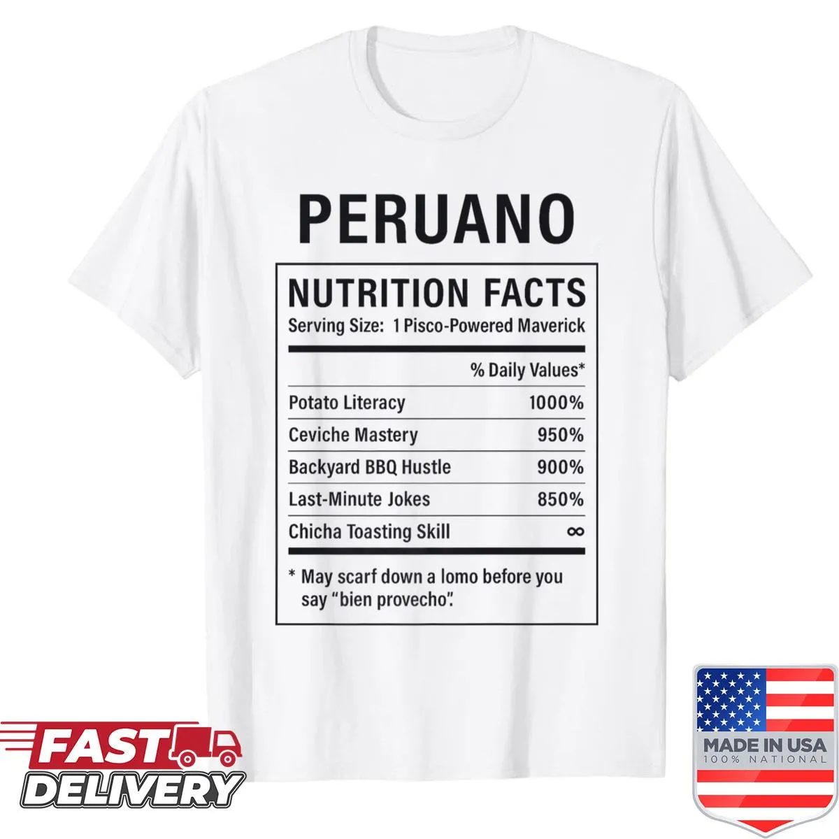 Typography shirt celebrating Peruvian heritage