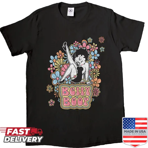 Vintage cartoon-inspired pin-up fashion graphic shirt.