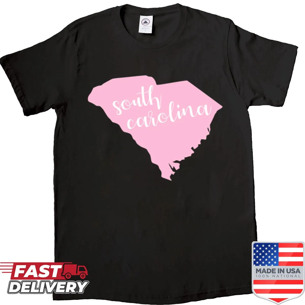 Oversized pink shirt with South Carolina SC state design