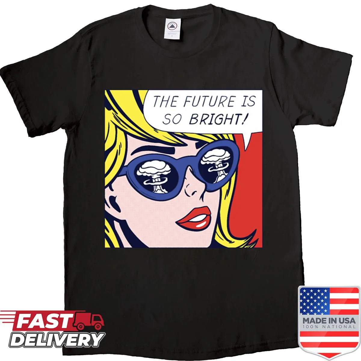 Optimistic text graphic shirt about a bright future