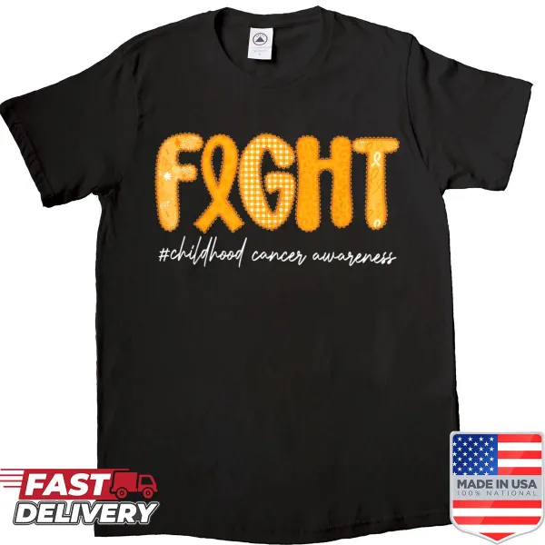Gold ribbon graphic shirt for childhood cancer awareness