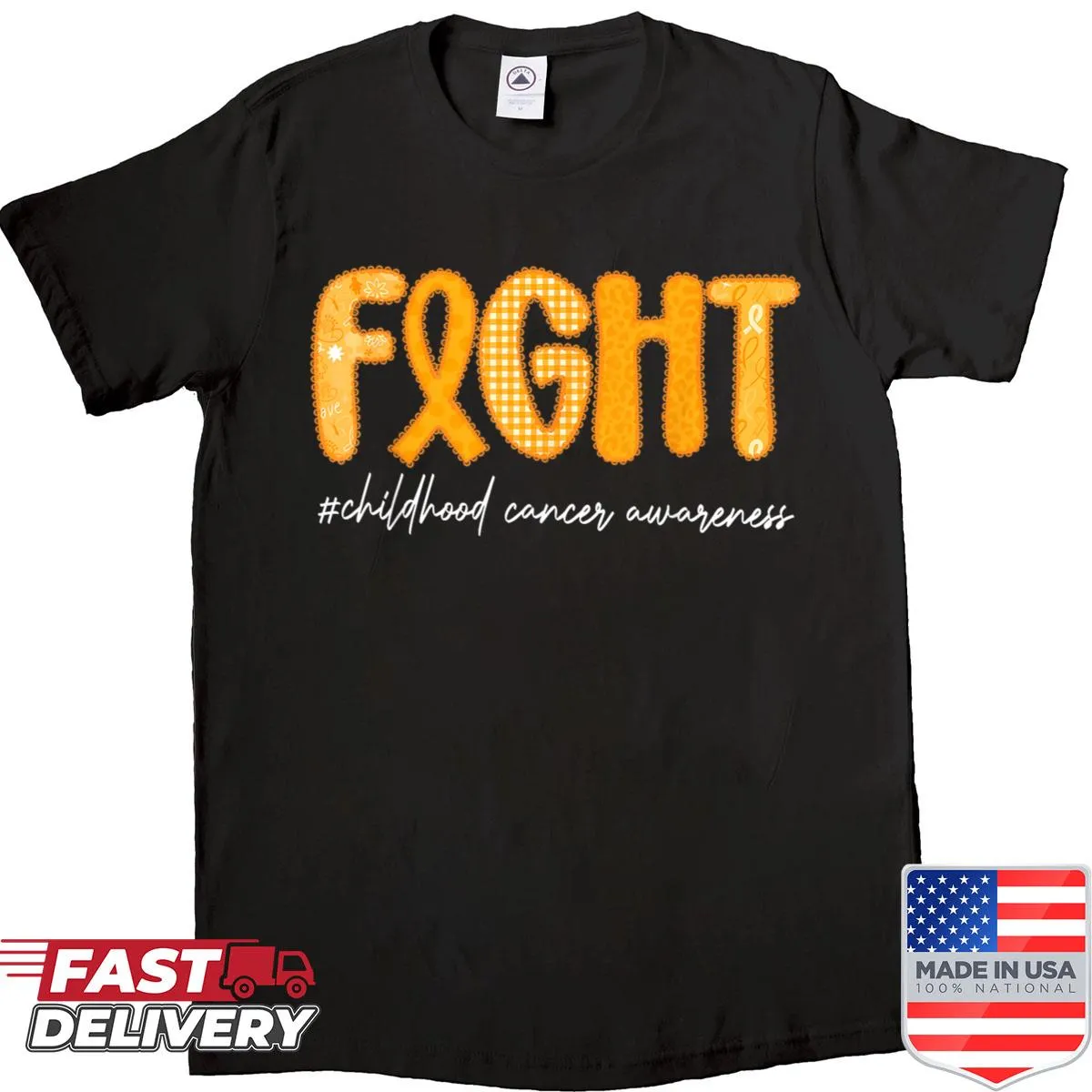 Gold ribbon graphic shirt for childhood cancer awareness