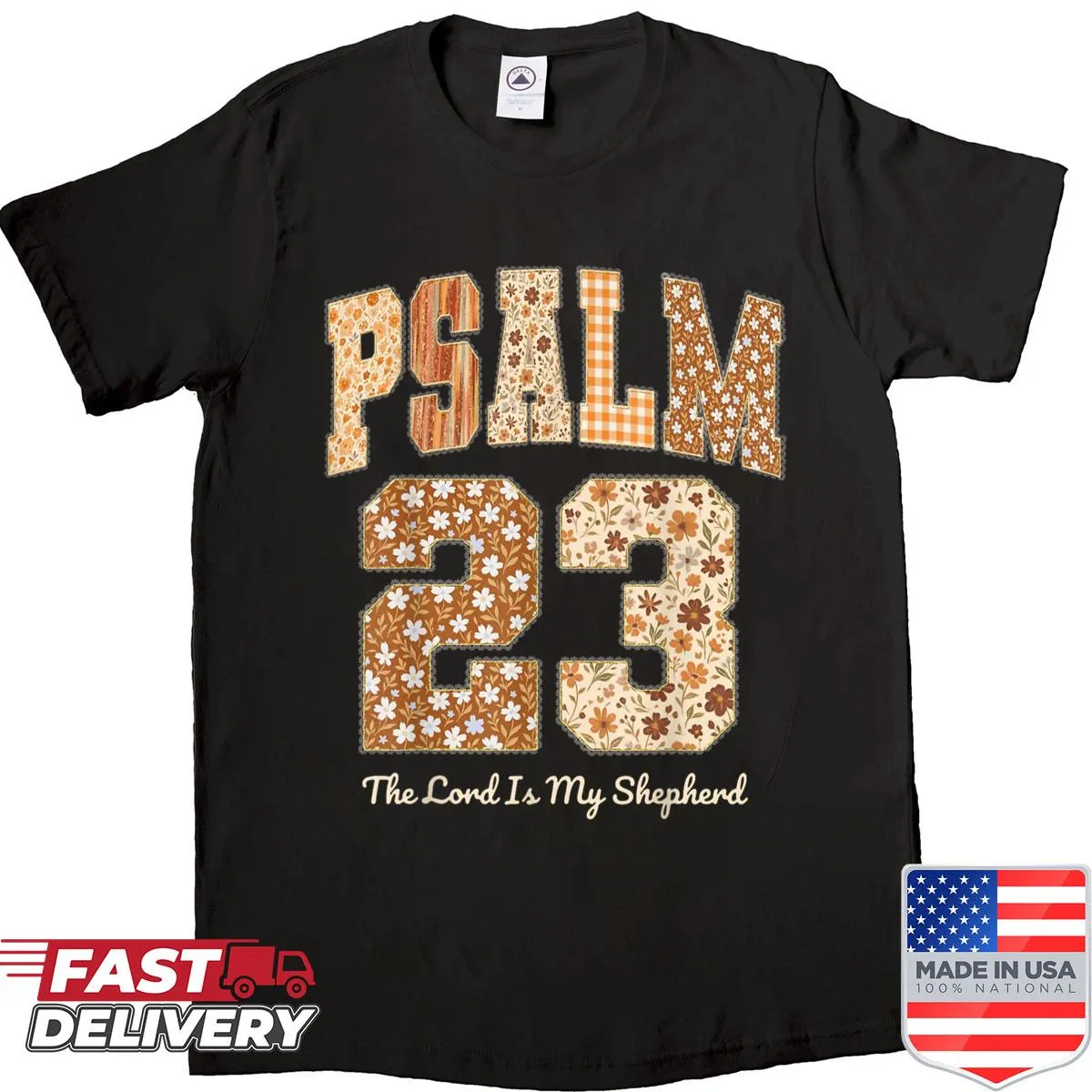 Vintage Psalm 23 shirt with floral lace design