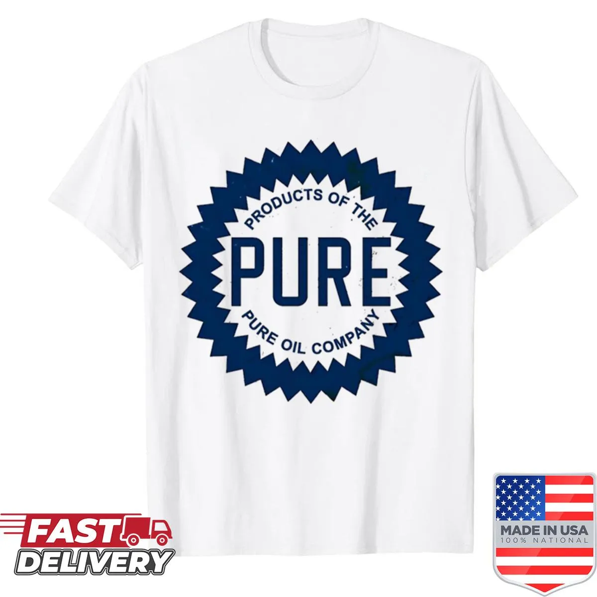 Pure Oil Company logo graphic shirt in a minimalist style