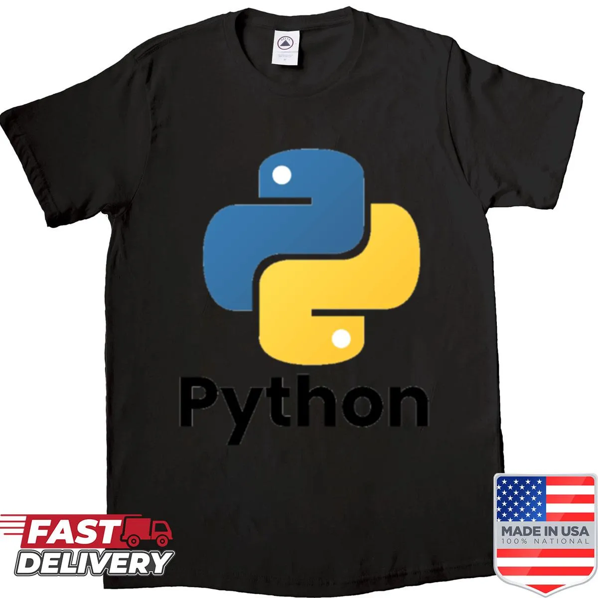 Minimalist graphic t-shirt celebrating Python programming