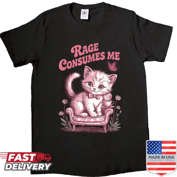 Humorous cat meme design expressing frustration on a t-shirt