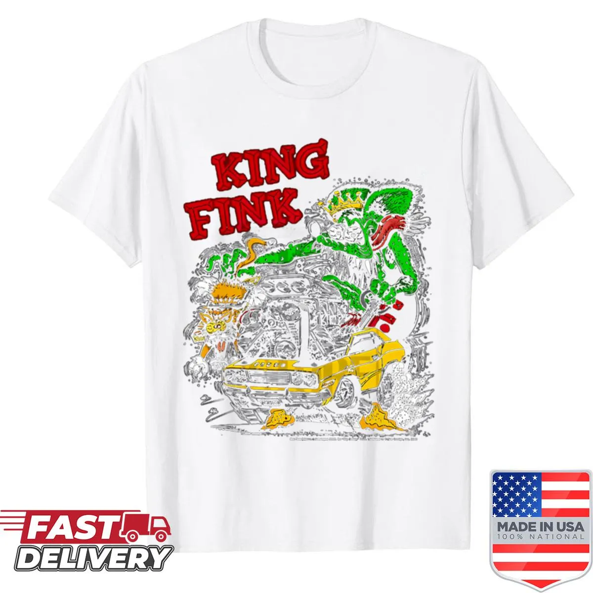 Cartoon rat rod shirt with monster design