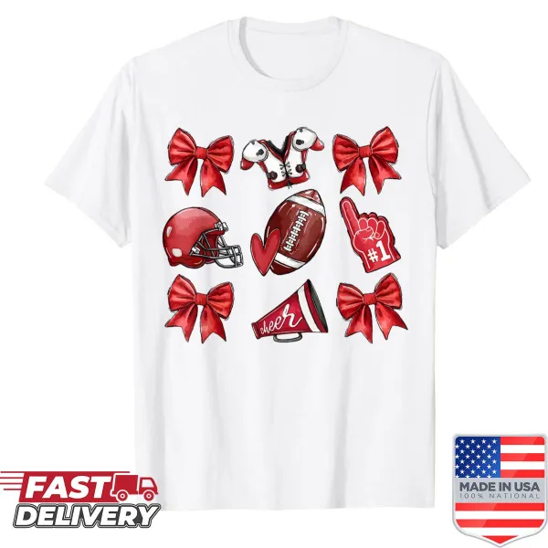 Women's shirt with bow design and 'Game Day' text for football
