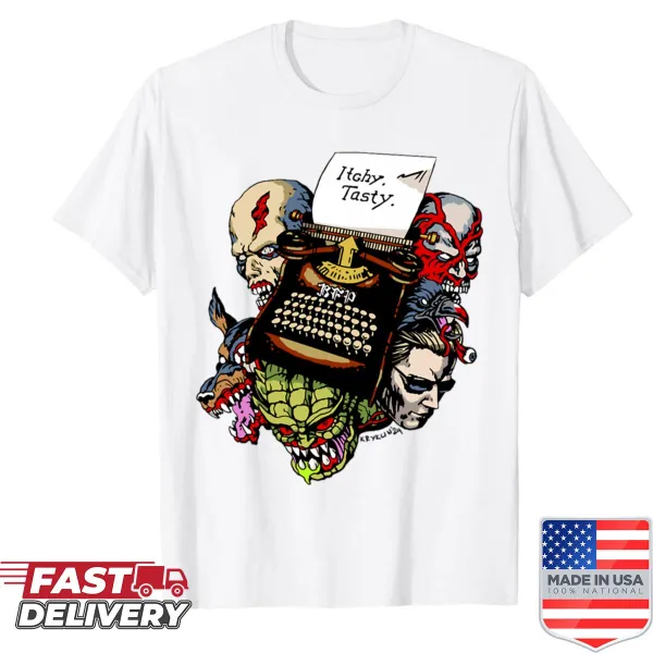 Shirt featuring a typewriter graphic from Resident Evil
