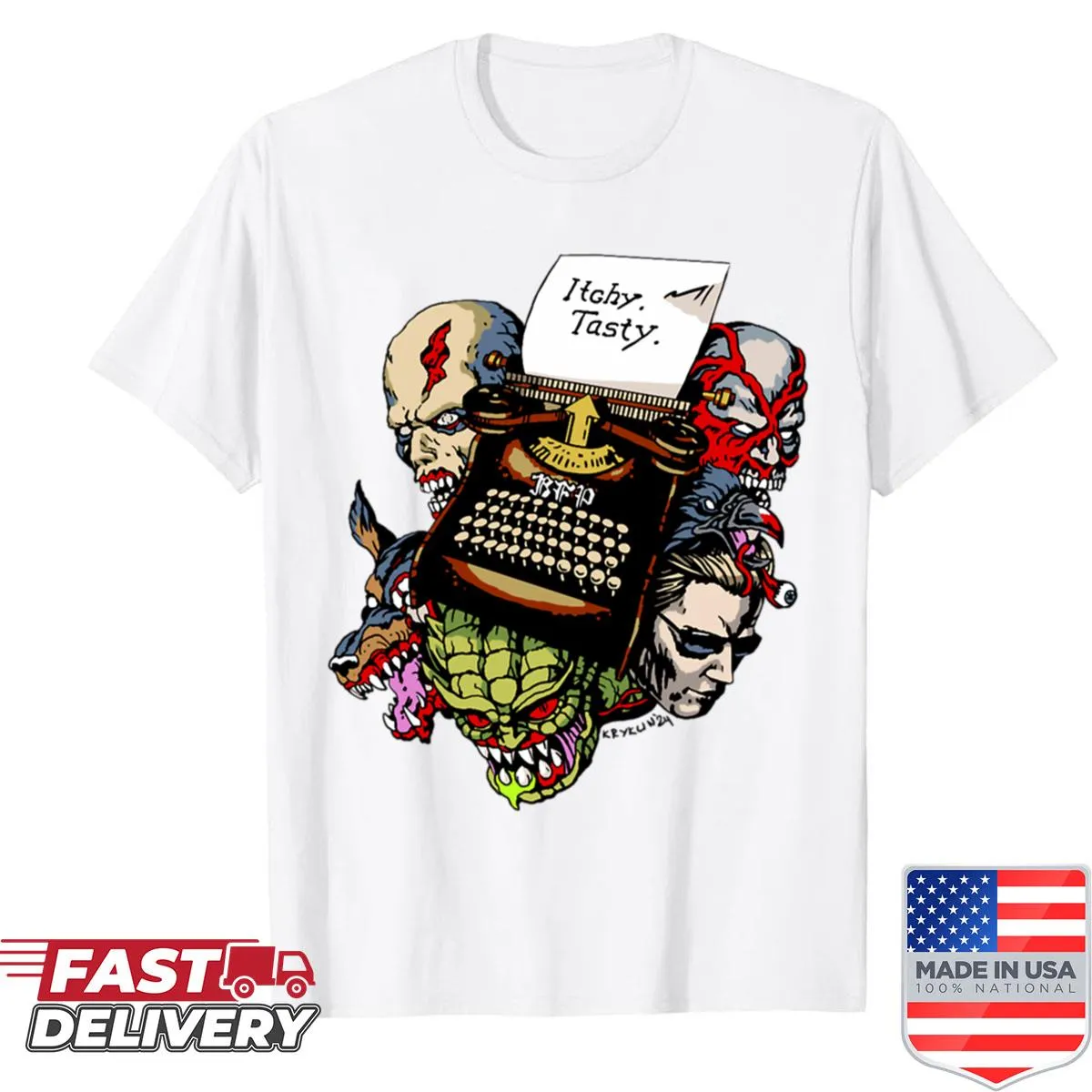 Shirt featuring a typewriter graphic from Resident Evil
