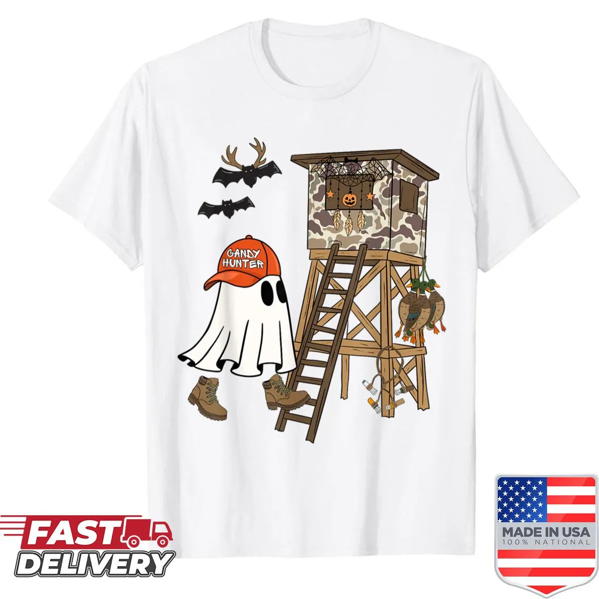 Retro camo ghost design for hunting lovers on a shirt