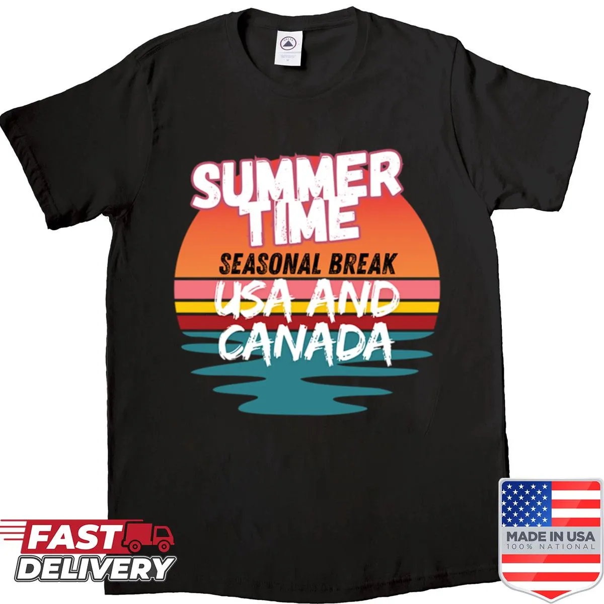 Nostalgic summer travel graphic on an oversized shirt