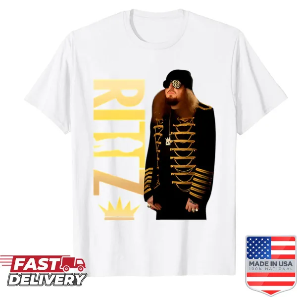Fun shirt featuring the standing logo of artist Rittz.