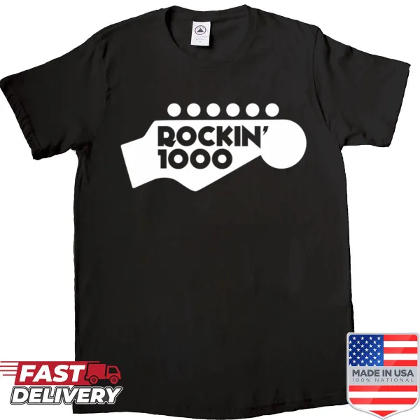 Shirt featuring the bold Rockin1000 logo in white