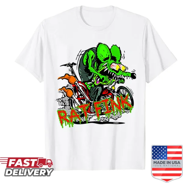 Cartoon Rod Monster graphic on a vintage-style t-shirt