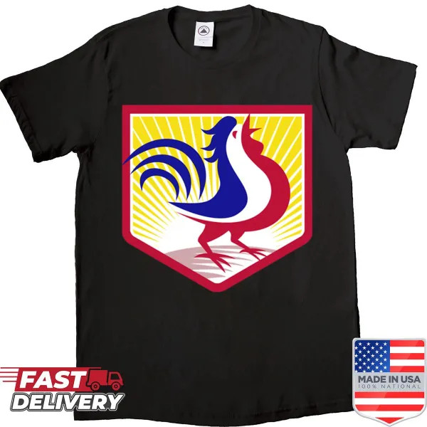 Rooster crowing crest shirt with playful design
