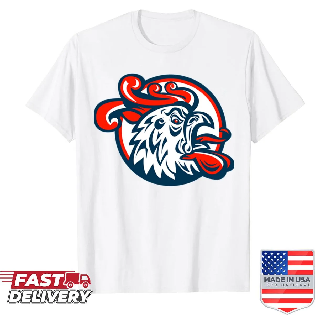 Illustration of a crowing rooster on a shirt