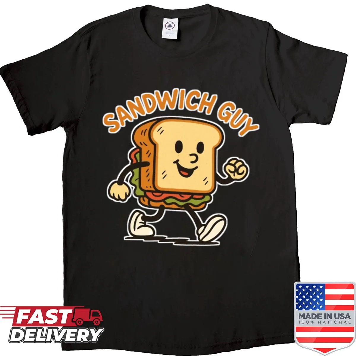 Cartoon Sandwich Guy t-shirt for food lovers