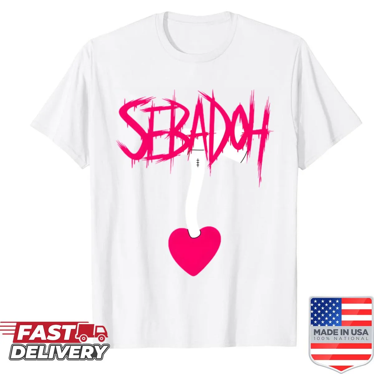 Oversized shirt featuring the band name Sebadoh in vintage font