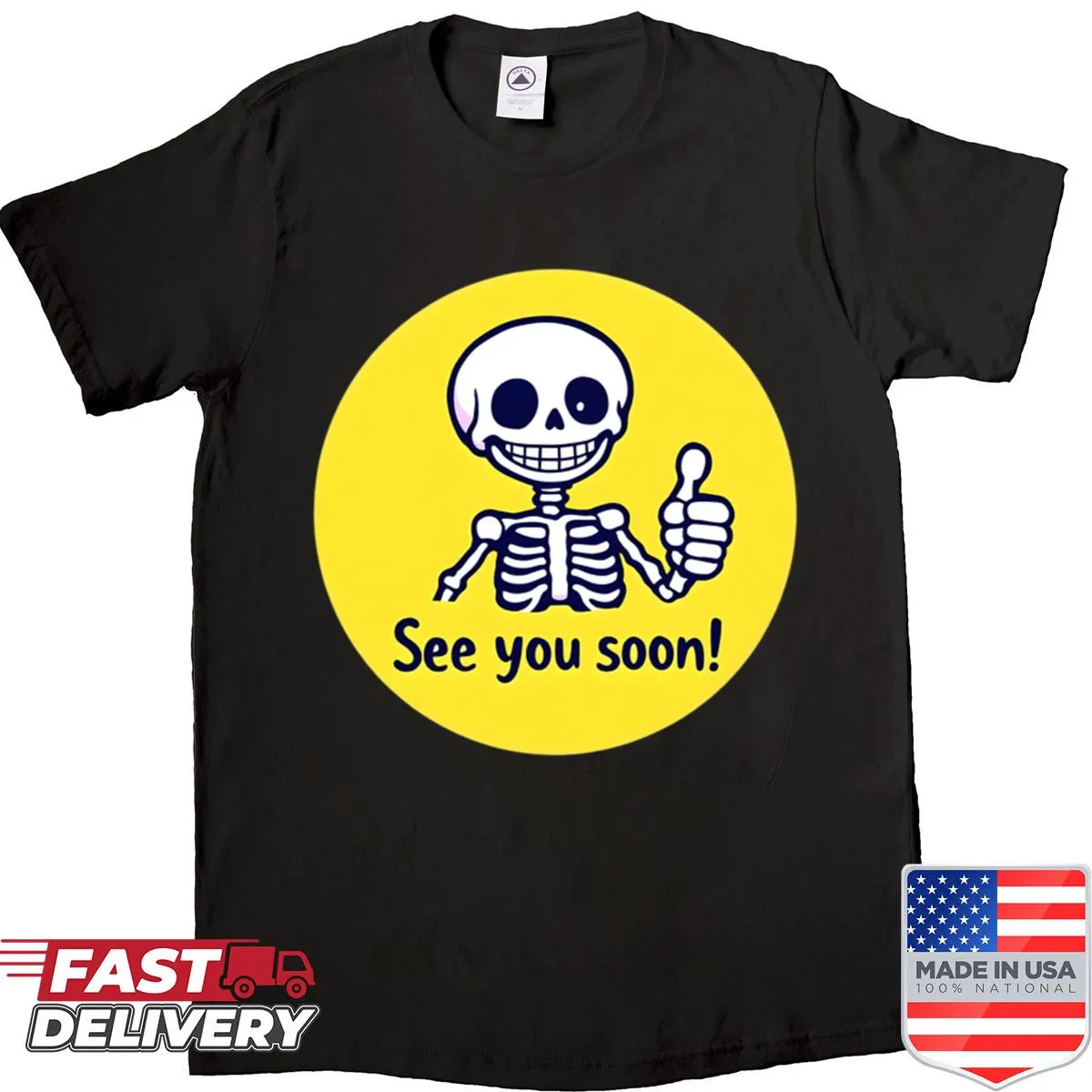 Optimistic Grim Reaper shirt with a friendly design