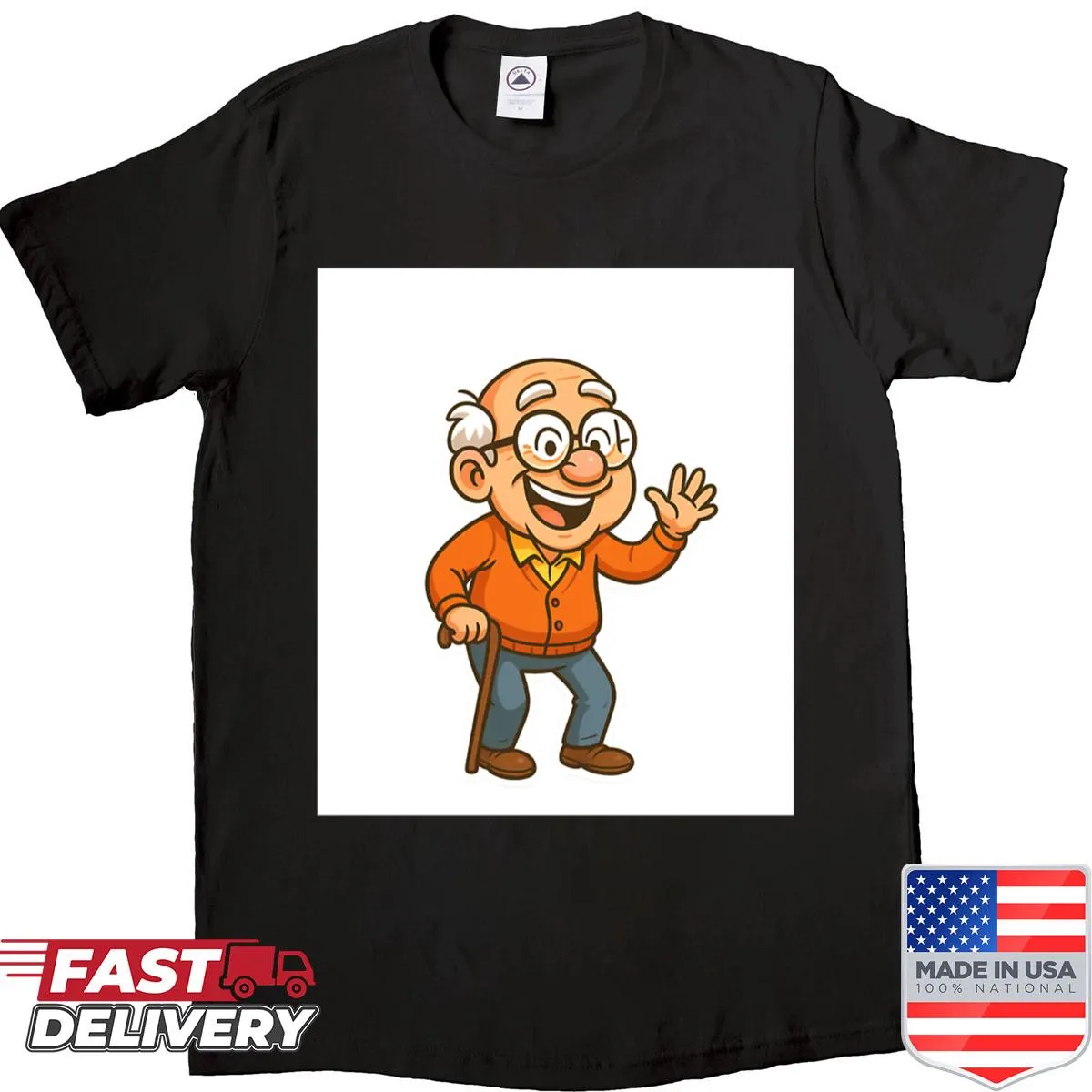 Funny senior life cartoon illustration on a T-shirt