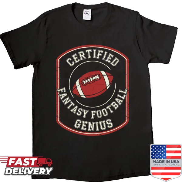 Vintage fantasy football genius design t-shirt