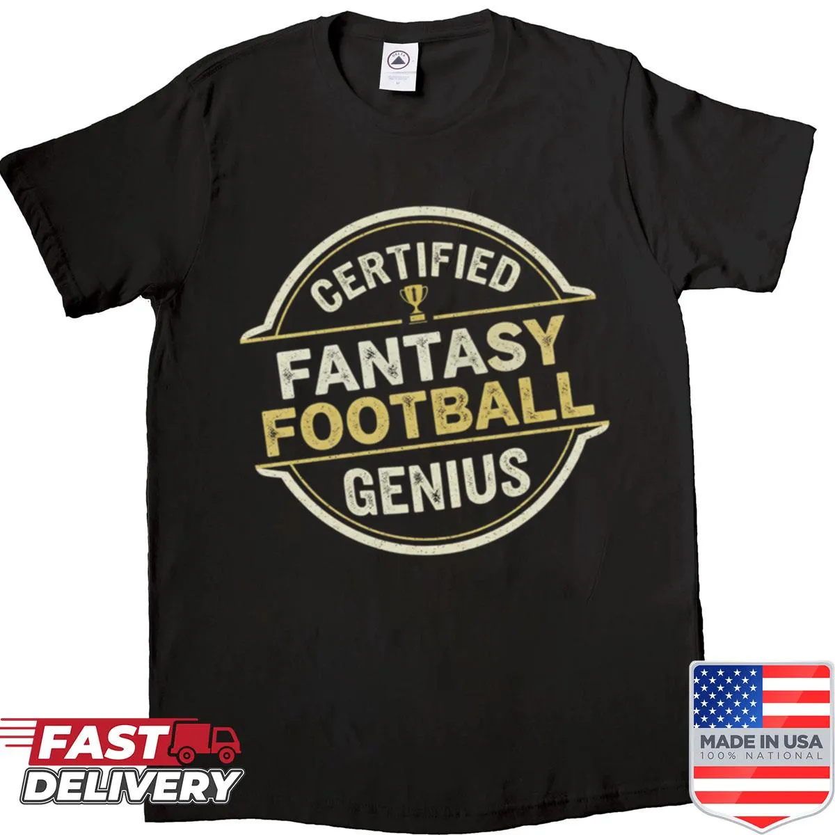 Oversized t-shirt featuring a vintage fantasy football stamp design