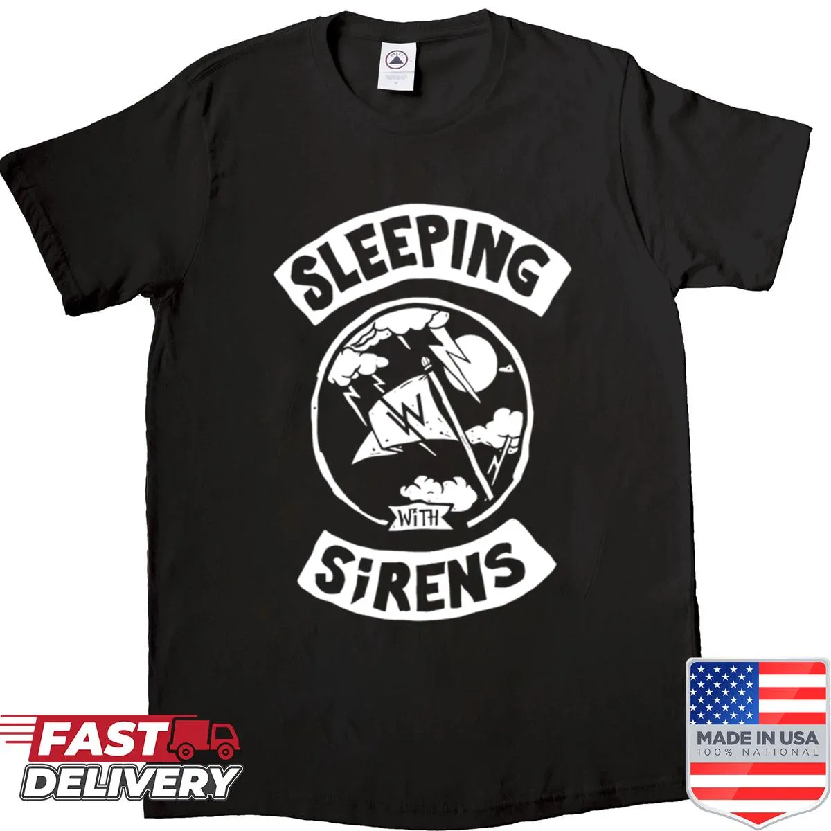 Sleeping With Sirens logo t-shirt with bold graphic design