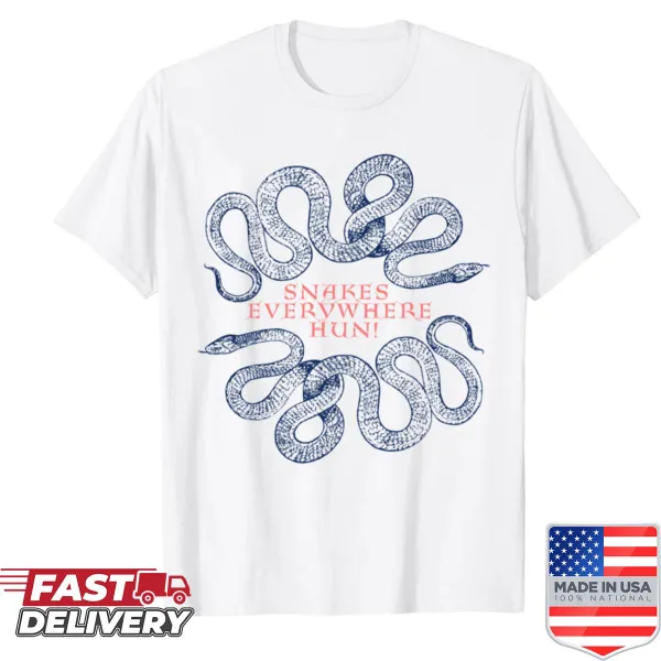 T-shirt with playful 'Snakes Everywhere' phrase in bold typography