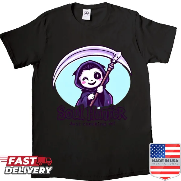 Oversized shirt with Grim Reaper peekaboo illustration