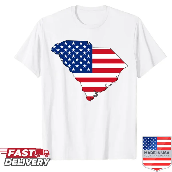 South Carolina USA shirt with bold state and national pride text