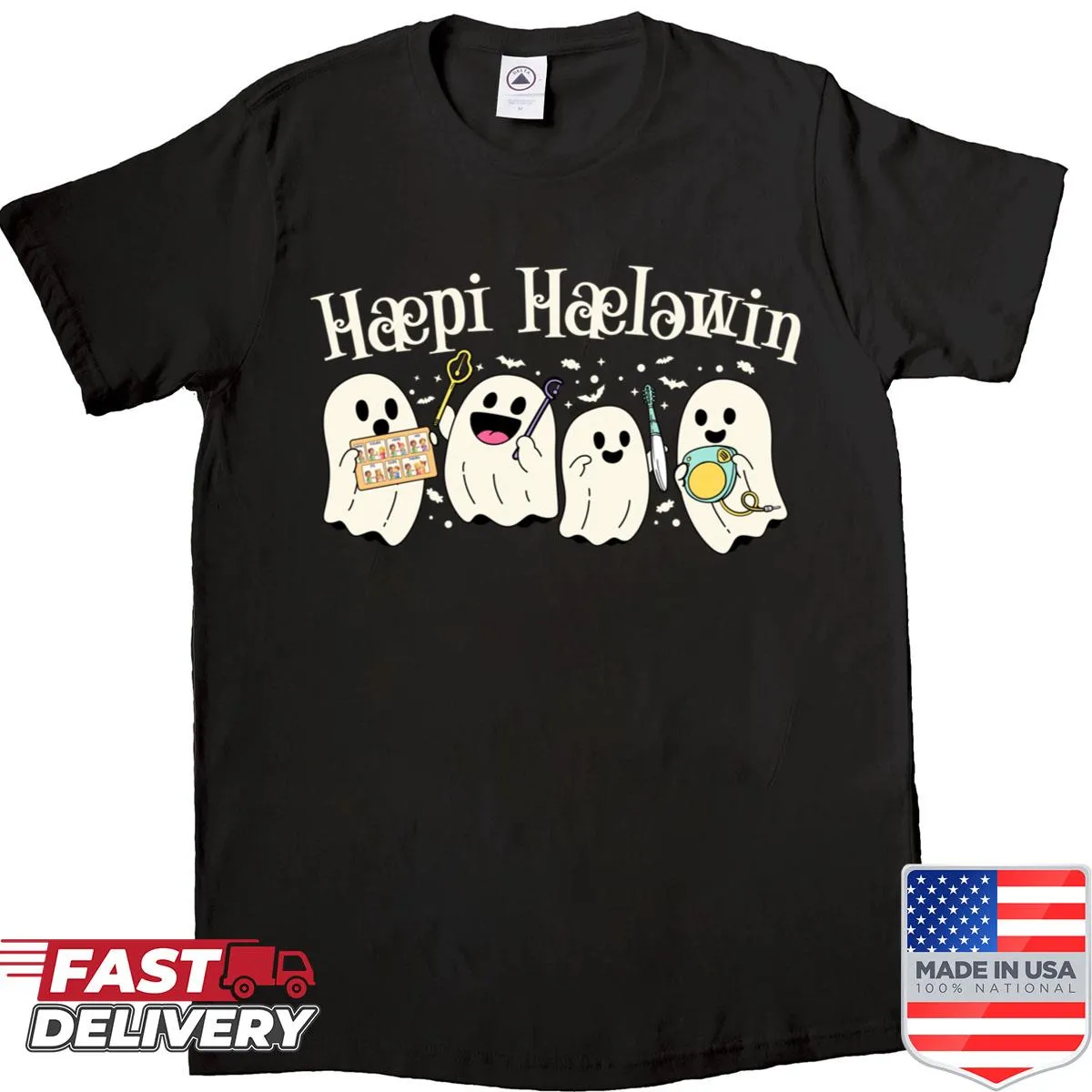 Playful T-shirt for speech therapists with spooky Halloween design