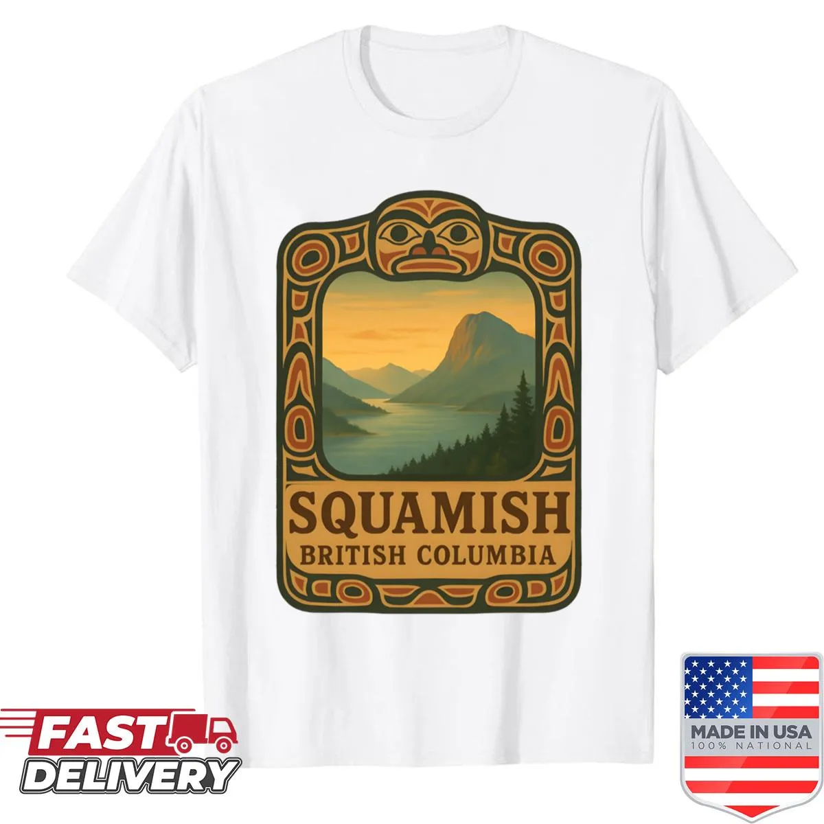 Vintage shirt featuring the Squamish Chief and Howe Sound design