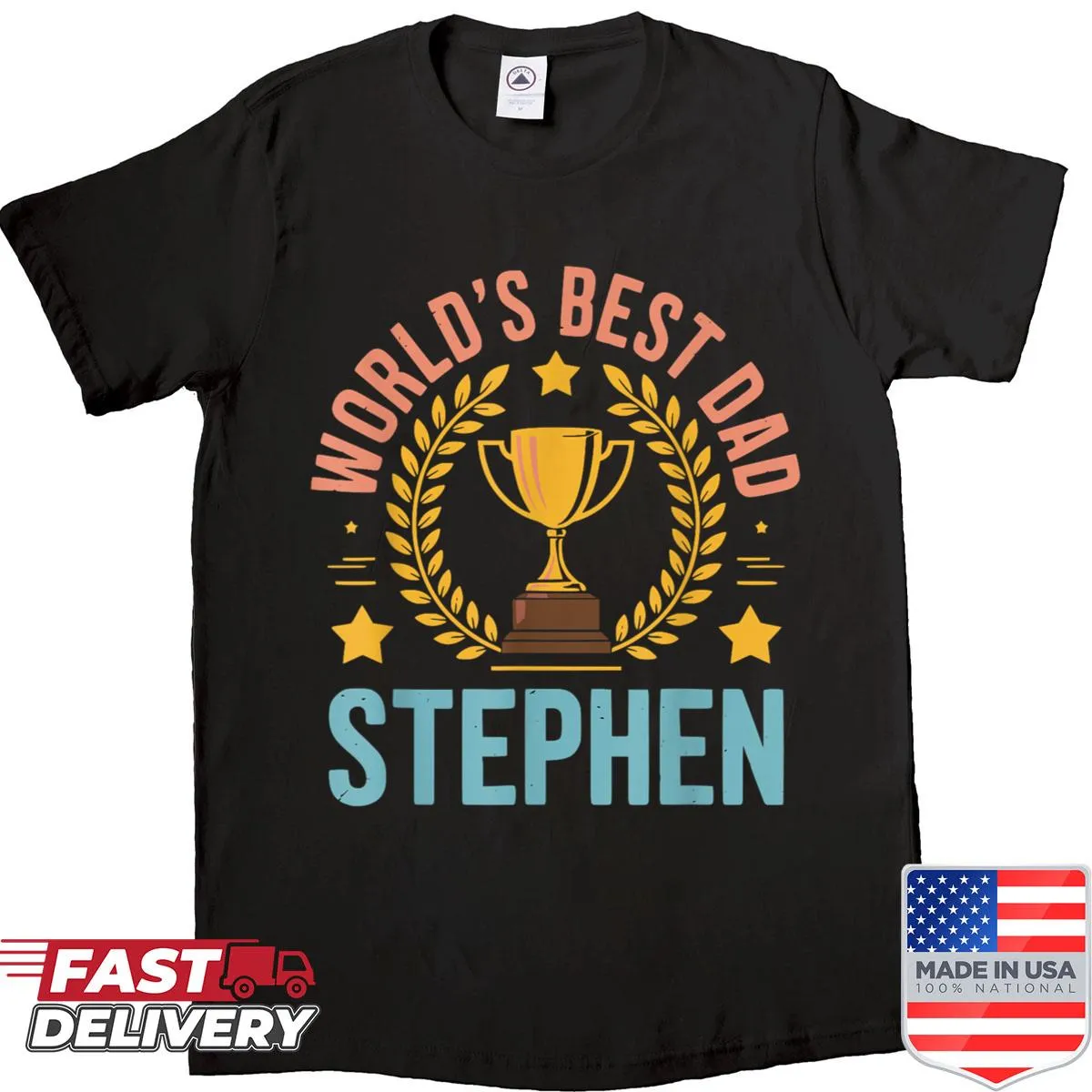 Illustrated World's Best Dad shirt with a warm design