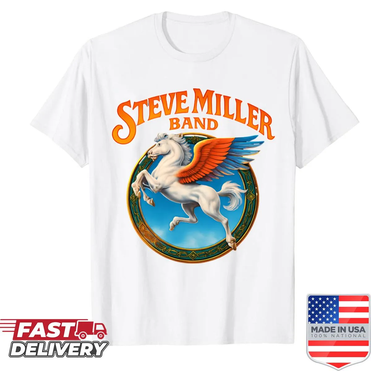 Steve Miller Band shirt with Pegasus emblem design