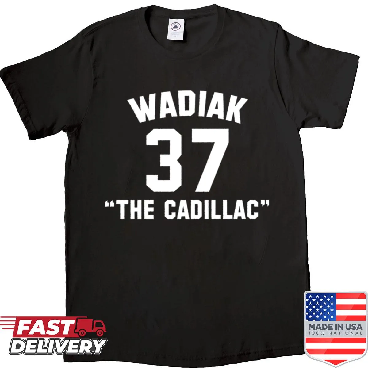 Vintage-style T-shirt featuring a graphic of a Cadillac