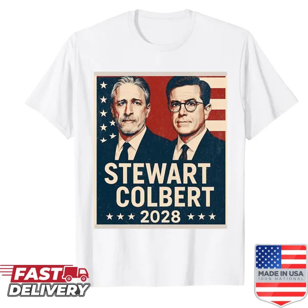 Funny presidential election shirt featuring Stewart Colbert 2028 design