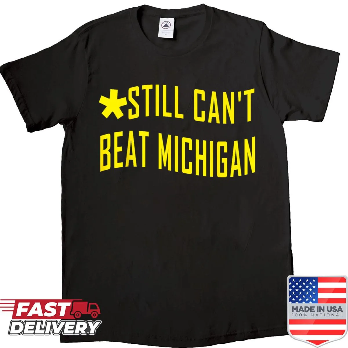 Michigan pride tee shirt with bold text.