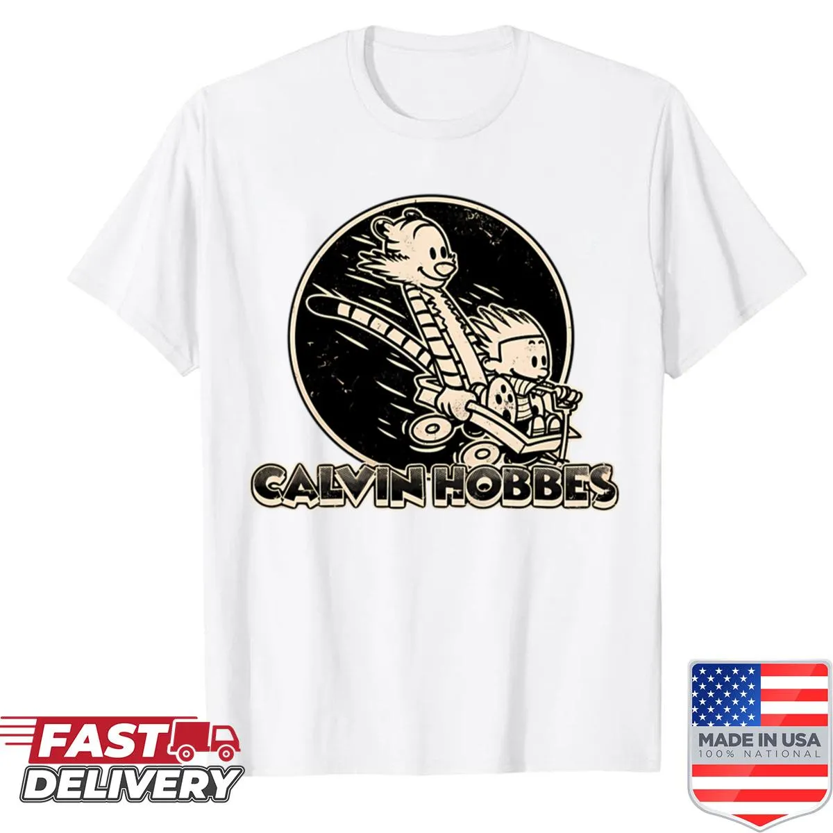 Retro comic-inspired shirt with playful illustrations