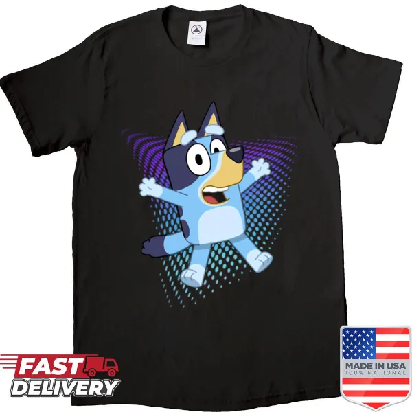 Cartoon illustration of a happy dog on a shirt