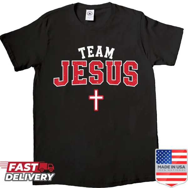 Funny Team Jesus shirt featuring a cross emblem design