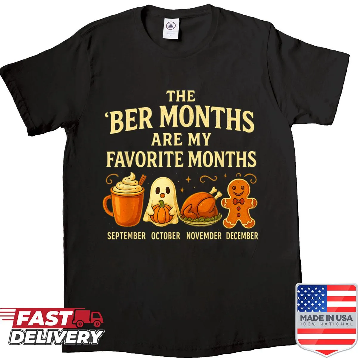 Typography design celebrating the Ber months on a cozy shirt