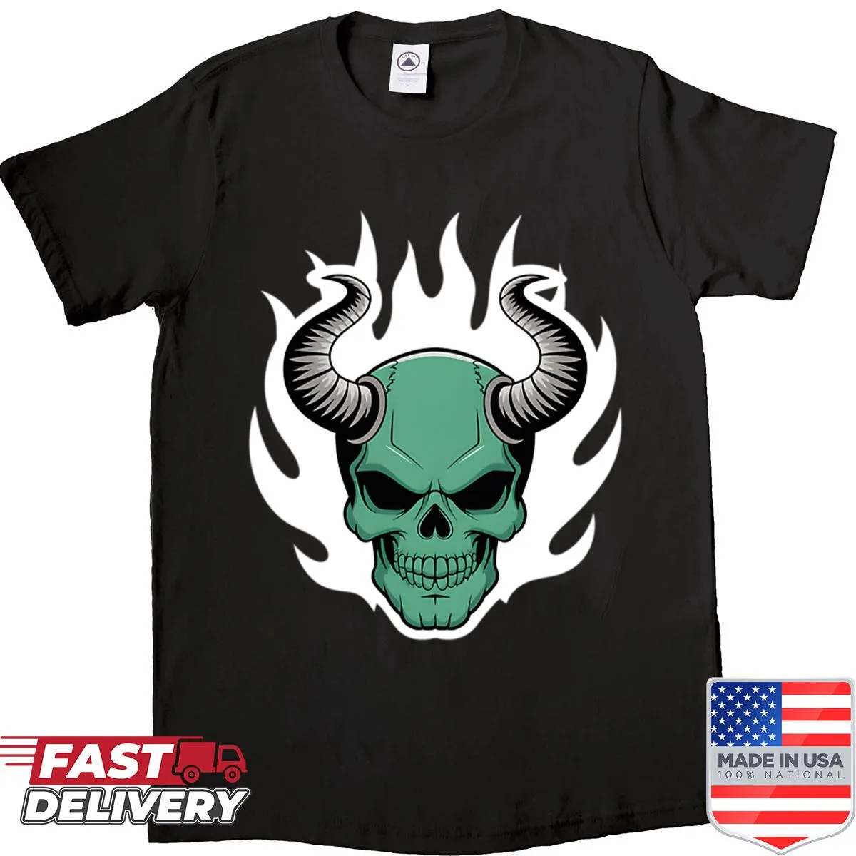 Illustration of The Devils rock band graphic on a t-shirt