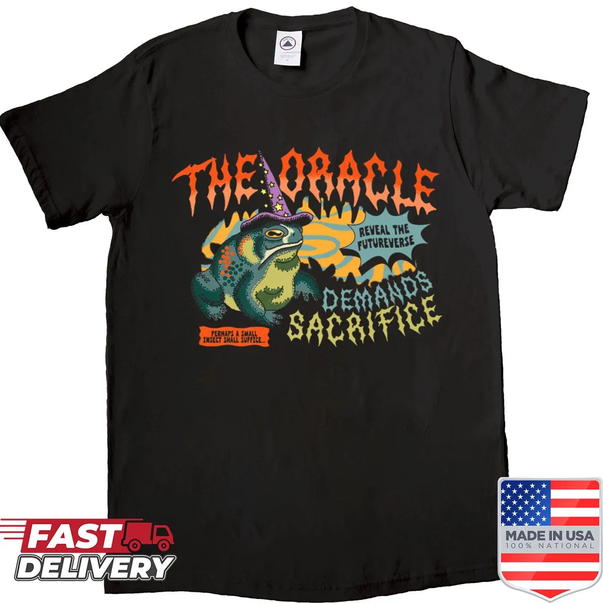 Illustrated shirt featuring a whimsical Oracle Toad design