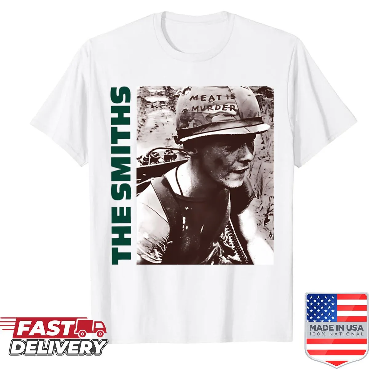 Design featuring The Smiths band logo on a T-shirt