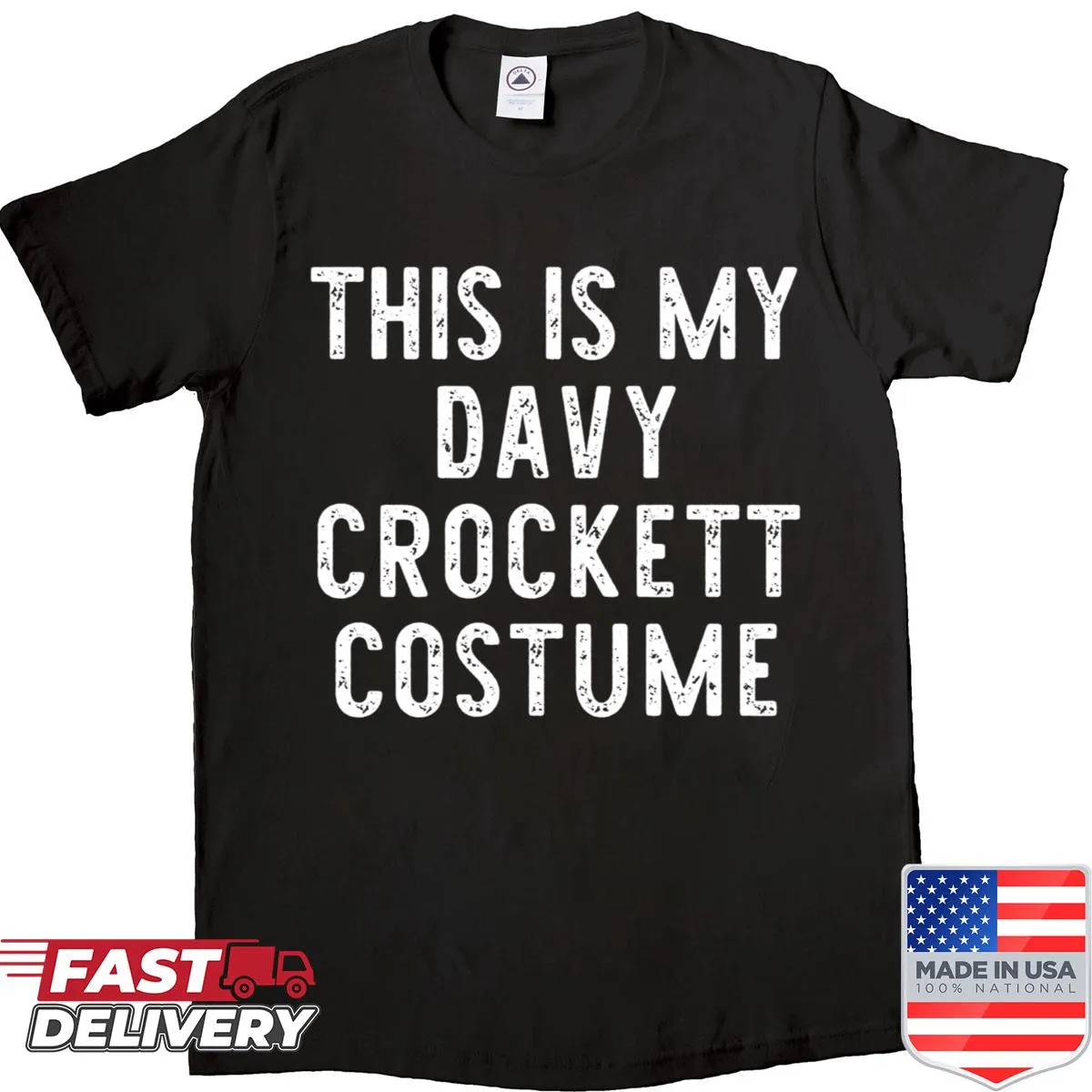 Halloween costume shirt featuring Davy Crockett illustration