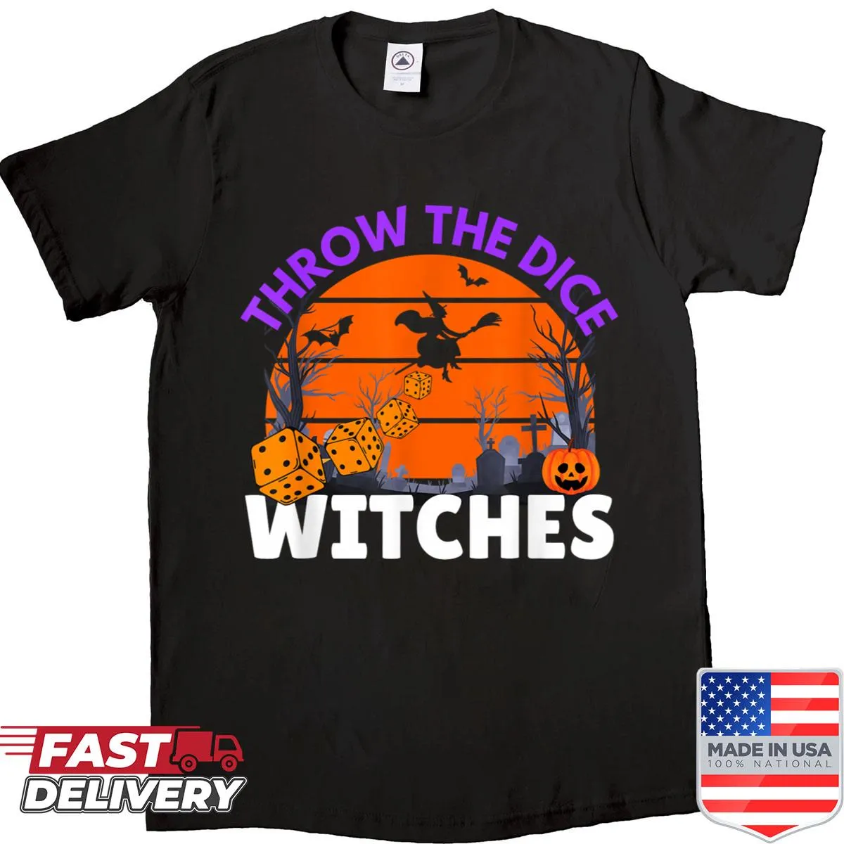 Halloween shirt featuring 'Throw The Dice' graphic for women