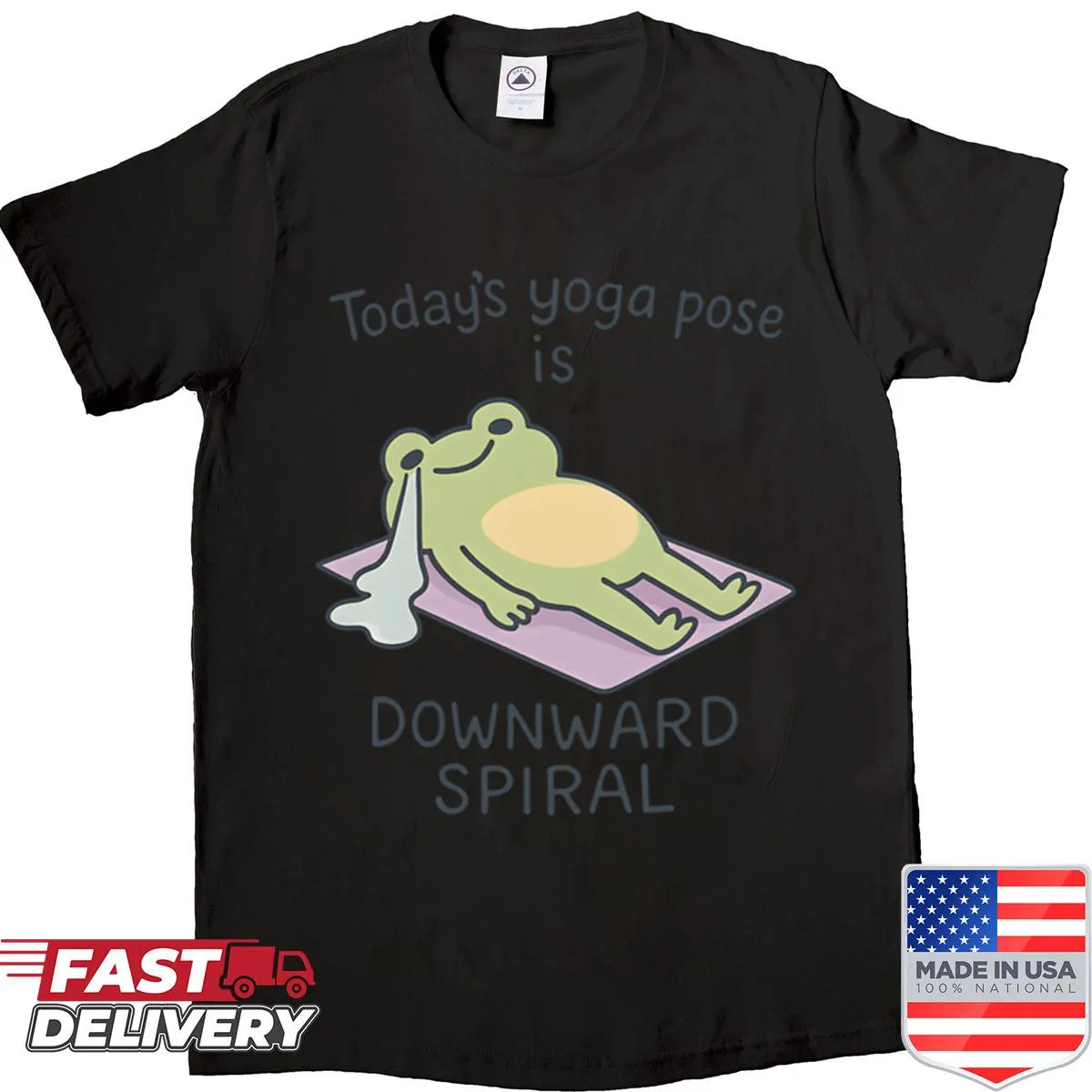 Cute cartoon yoga frog shirt with Downward Spiral pose